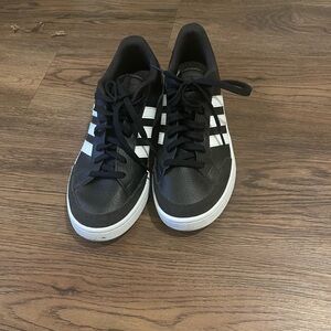Adidas Men's Black Sneakers with White Stripes